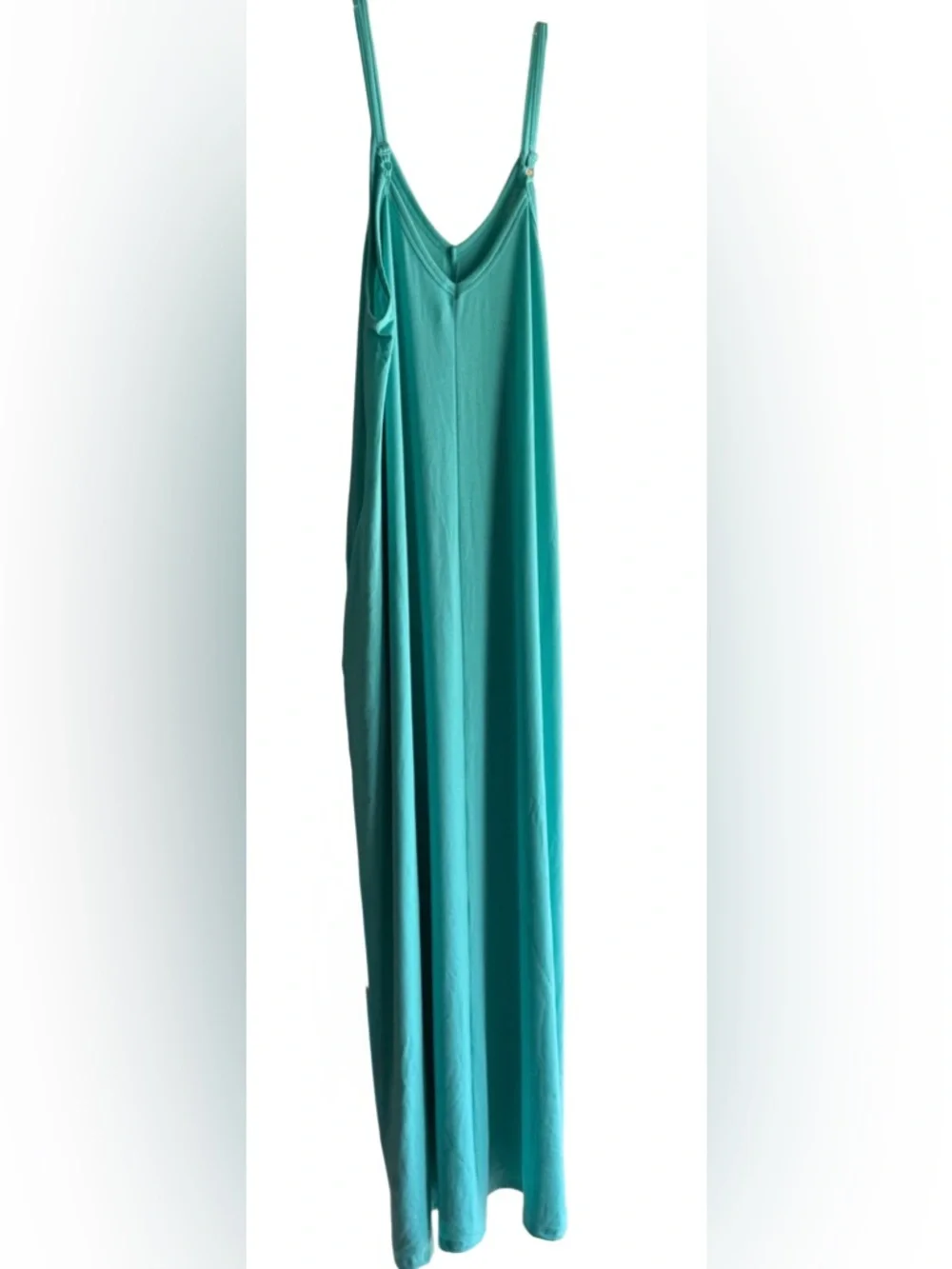 Zenana Outfitters Women’s XL Teal Blue Cami Top Maxi Dress W/ Pockets boho chic